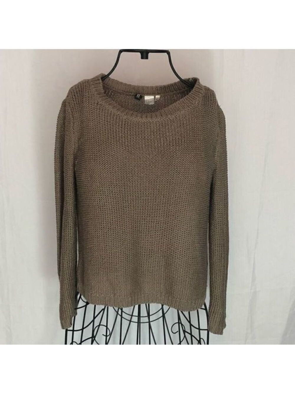 DIVIDED taupe open weave sweater size 6